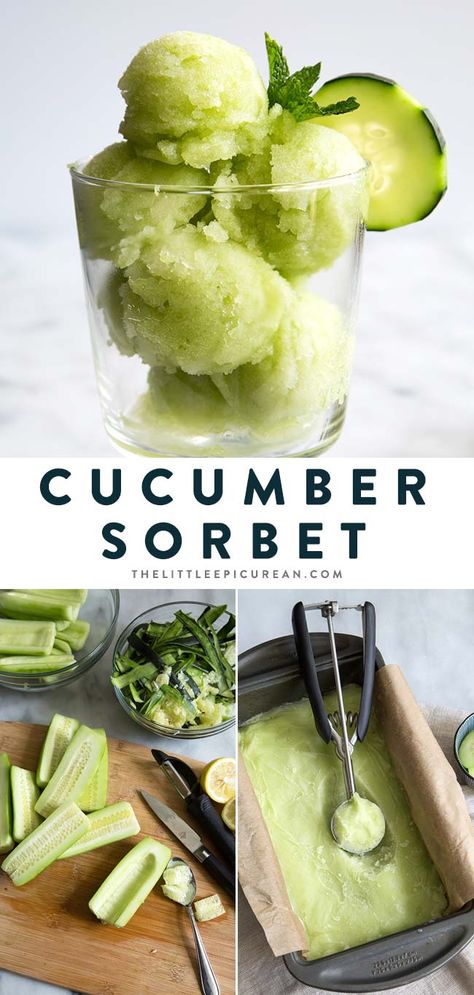 Cucumber Sorbet, Blueberry Sorbet, Fruit Sorbet, Sorbet Recipes, Cucumber Recipes, Food Shows, Food Magazine, Homemade Ice Cream, Frozen Desserts