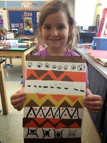 Kindergarten artists have been learning about how Native Americans lived. We also looked at some youtube clips about how Native Americans wo... Native American Lessons, Native American Art Projects, Native American Projects, Native American Blanket, First Grade Art, Kindergarten Art Lessons, Elementary School Art, Kindergarten Art Projects, Native American Heritage Month