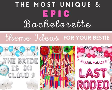 "Planning your Epic Bachelorette Party just got easier with our party theme PDFs that holds 25 unique Bachelorette theme ideas for your besties! From your final flamingle to the last fiesta these 25 theme ideas are jam packed with unique and special ways to celebrate your last fling that is tailored to your own personality! Not only that, but each theme comes with beautiful pictures of the decorations needed, along with direct links to where you can purchase them.  PDFs Included: - Cover page - 25 Bachelorette Party themes  - Themes that are tailored for every personality - Ideas for food and activities tailored to each theme - Images of the theme decorations - Direct links to the exact decoration - MATERIALS * This listing is for an instant digital download. No product will be sent to you 50 Shades Bachelorette Party, Bach Party Themes, Bridal Activities, Bachelorette Theme Ideas, Josie Wedding, Bach Themes, Final Flamingle, Dirty Bachelorette Party, Bachelorette Party Games Funny