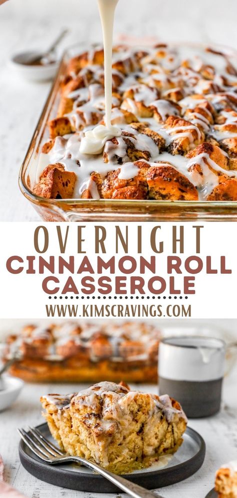 Baked Cinnamon Roll Casserole, Cinnamon Roll Casserole Recipe, Sweet Breakfast Casserole, Homemade Cinnamon Roll, Christmas Breakfast Casserole, Christmas Brunch Recipes, Sweet Brunch, Overnight Recipes, Cinnamon Roll Casserole