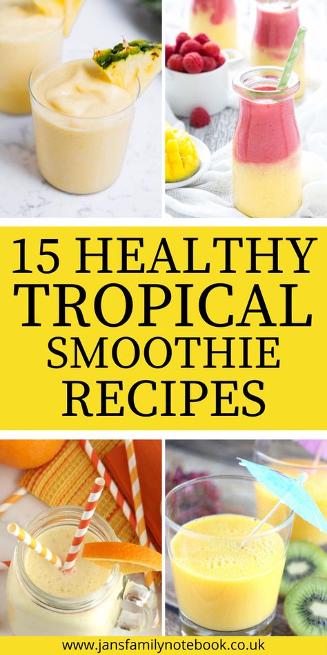 Tropical Smoothies, Tropical Fruit Smoothie Recipes, Tropical Fruit Juice Recipe, Tropical Blend Smoothie Recipes, Healthy Tropical Smoothie Recipes, Copycat Tropical Smoothie Cafe Recipes, Copycat Tropical Smoothie Recipes, Tropical Smoothie Cafe Secret Recipes, Tropical Smoothie Cafe Recipes