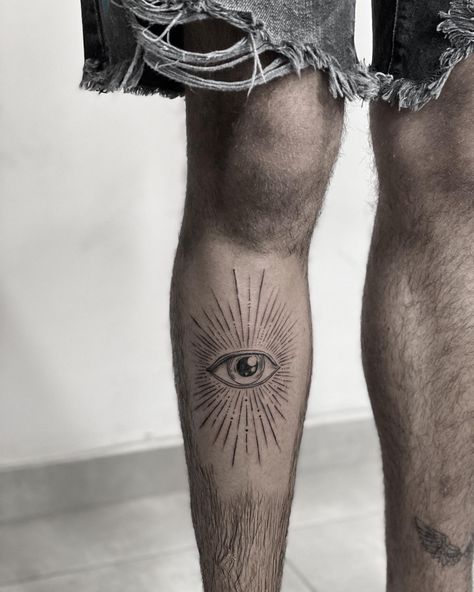 Evil Eye Tattoo Leg, Eyes On Knees Tattoo, Men’s Eye Tattoo, Eye Tattoo On Knee Cap, Eye On Knee Tattoo, Men Eye Tattoo, Eye Outline Tattoo, Eye Tattoo On Leg, 3rd Eye Tattoo Men