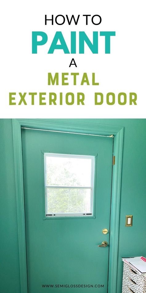 Learn how to paint metal doors. Get easy tips for refreshing metal exterior doors with paint for an updated look. Painting Aluminum Door, How To Paint A Metal Door, How To Paint A Metal Front Door, Painting A Metal Door, Paint Steel Door, Remove Paint From Metal, Painting Metal Doors, Metal Exterior Doors, How To Paint Metal