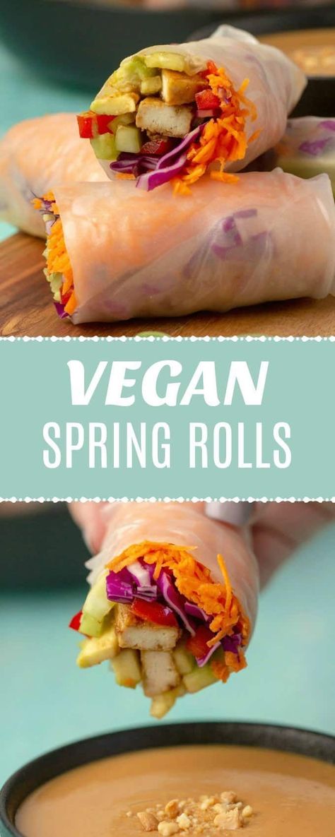 Vegan Spring Rolls Rice Paper, Best Peanut Sauce, Temple Food, Rice Paper Wraps, Vegan Spring Rolls, Vegan Dumplings, Vegan Party Food, Vegan Party, Spring Roll Recipe