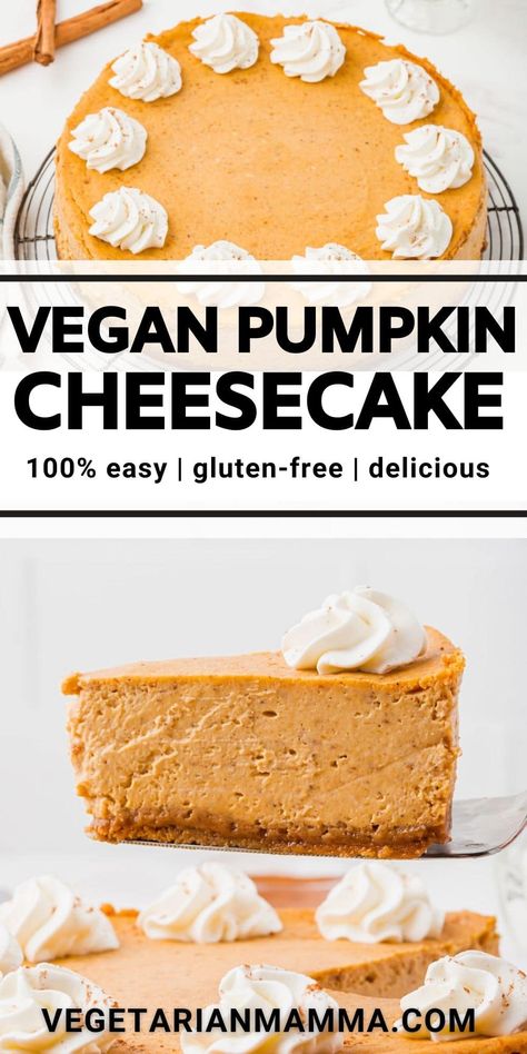 Vegan Pumpkin Cheesecake, Pumpkin Vegan, Pumpkin Baking, Dessert For Thanksgiving, Cheesecake Pumpkin, Tacos Recipes, Cheesecake Easy, Biscuits Graham, Pumpkin Cheesecake Recipes