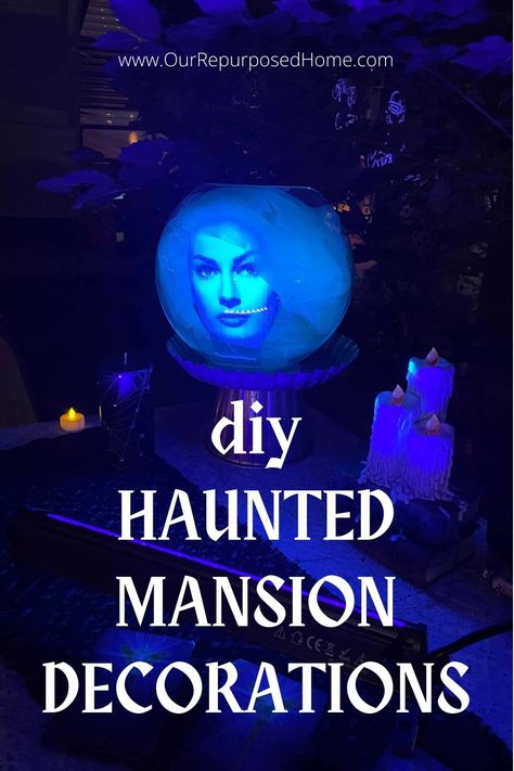 Halloween Party Haunted Mansion, Disney Haunted Mansion Halloween Decor Outdoor, How To Make Your House Look Haunted, Haunted Mansion Mantel Decor, Haunted Mansion Seance Room, Haunted Mansion House Exterior, Singing Busts Haunted Mansion, Haunted Mansion Haunted House, Haunted Mansion Cemetery