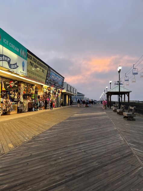 New Jersey Boardwalk Aesthetic, Summer New Jersey, Ocean City New Jersey Boardwalk, Summer Boardwalk Aesthetic, Seaside Heights Nj Boardwalk, Beach Pier Aesthetic, Beach Town Summer, New Jersey Shore Aesthetic, Nj Beach Aesthetic