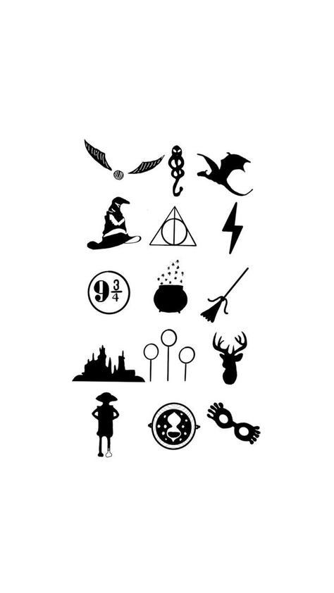 Harry Potter Open Book Tattoo, Harry Potter Simple Art, Harry Potter Line Drawing, Harry Potter Symbols Tattoo, 9 3/4 Tattoo, Harry Potter Illustration Art, Dibujos Harry Potter, Harry Potter Inspired Tattoos, Harry Potter Flash Tattoo