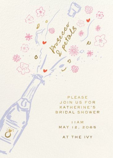 Cute Bridal Shower Themes, Pulp Templates, Petals And Prosecco Invitation, Brunch And Bubbly Bridal Shower Ideas Invitations, Engagement Party Brunch, Petals And Prosecco Bridal Shower Invite, Bridal Shower Invitations Pink, Petals And Prosecco, Love Is In Bloom Bridal Shower Invitations