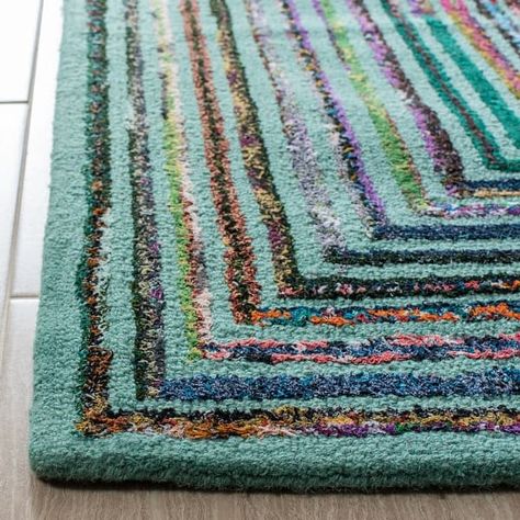 SAFAVIEH Handmade Nantucket Bodhild Contemporary Cotton Rug - On Sale - Bed Bath & Beyond - 10905630 Rug Diy, Rainbow Rug, Textile Crafts, Geometric Area Rug, Hand Tufted Rugs, Cotton Rug, Handmade Boho, Rug Hooking, Nantucket