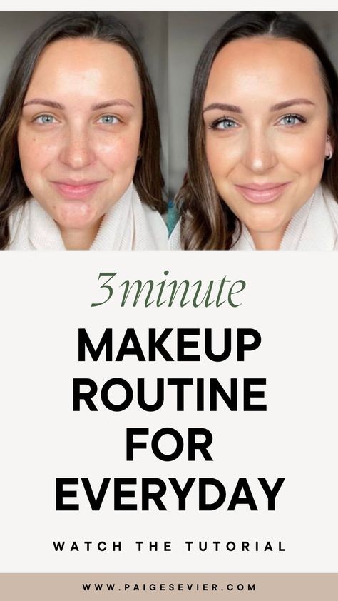 If you're a busy woman over 30 with less than 5 minutes to do your makeup - this easy everyday makeup routine is for you! This basic makeup for beginners comes together in 3 minutes for the perfect natural everyday makeup look & natural winter makeup look. Give this makeup tutorial a try & learn more about my favorite makeup products I used to create this look here! Minimalist Makeup Routine, Basic Makeup For Beginners, Natural Makeup Routine, Quick Makeup Routine, Basic Makeup Tutorial, Simple Makeup Natural, Daytime Makeup, Minimal Makeup Look, Simple Everyday Makeup