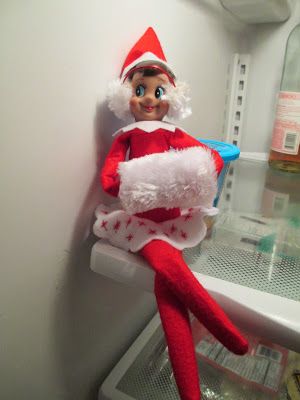 Elf on the Shelf with ear muffs and hand warmer sitting in the freezer.... Elf Activities, Xmas Elf, Elf Antics, Elf Fun, Santa's Little Helper, Buddy The Elf, Ear Muffs, Fun Photos, Elf On The Shelf Ideas