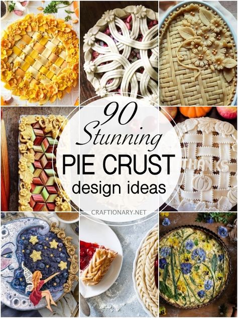 90 Awesome Pie Crust Designs and Ideas - Craftionary Artistic Pie Crusts, Christmas Apple Pie Crust Designs, Painting Pie Crust, Cool Pie Crust Design, Pumpkin Pie Crust Ideas, Pie Topping Designs, Decorated Pecan Pie, Autumn Pie Decoration, Pie Crust Art Christmas