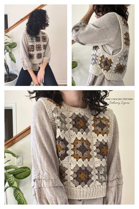 Agnes Granny Square Vest Free Crochet Pattern Crochet A Vest, Crochet Vest Outfit, Crochet Vest Pattern Free, Crochet Sweater Vest, Vest Pattern Free, Crochet Cardigans, Pattern Outfits, Gilet Crochet, Crochet Stitches For Blankets