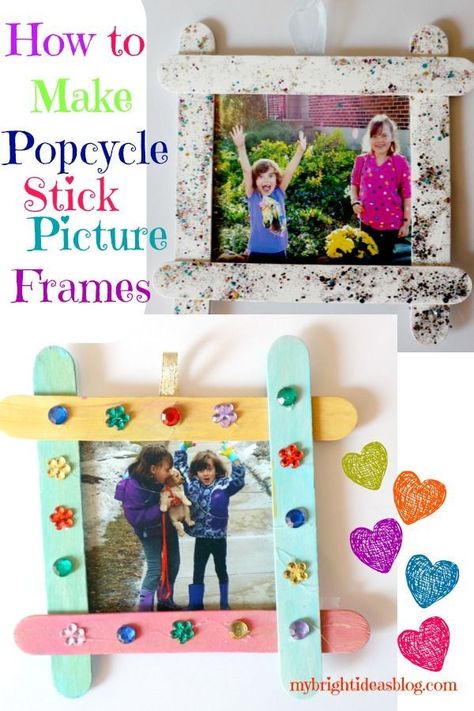 Easy kids crafts. Excellent gift idea from a child. Make a popcycle stick picture frame. Stick Picture Frame, Homemade Picture Frames, Popsicle Stick Picture Frame, Crafts Mothers Day, Kids Picture Frames, Easy Kids Crafts, Crafts For Kids Preschool, Picture Craft, Picture Frame Crafts