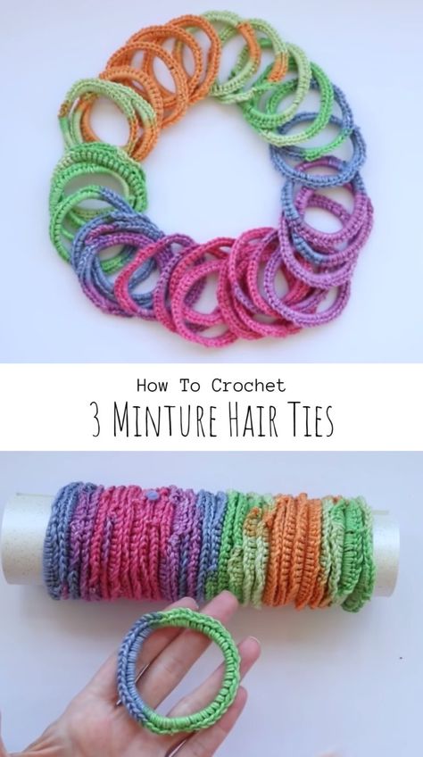 Crochet 3 Minute Hair Ties Pattern Hair, Crochet Hair Clips, Crochet Headband Pattern, Crochet Hair Accessories, Beginner Crochet Projects, Crochet Hair, Crochet Headband, Sock Yarn, Crochet Hair Styles