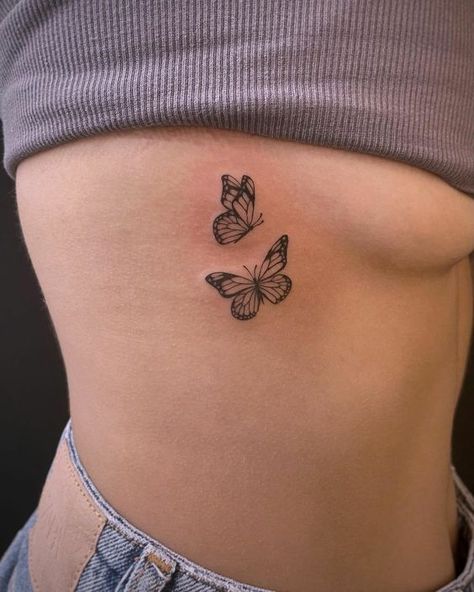 Butterfly Neck Tattoo, Butterfly Tattoos On Arm, Rib Tattoos For Women, Basic Tattoos, Herz Tattoo, Butterfly Tattoos For Women, Petite Tattoos, Small Hand Tattoos, Classy Tattoos