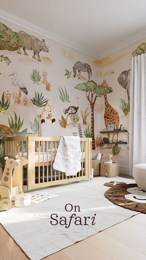 Create a wild and wonderful nursery with our parent-favorite safari collection 🌿 Safari Baby Room, Safari Nursery Boy, Baby Room Closet, Baby Room Organization, Safari Theme Nursery, Baby Room Themes, Baby Room Neutral, Baby Nursery Themes, Baby Boy Room Decor