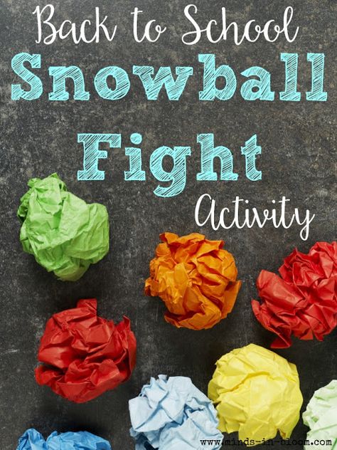 This back to school "snowball" fight activity will have your students getting up and moving around the classroom to get to know each other. Extend the activity by repeating it with new facts--or use the same ones again! First Week Activities, Get To Know You Activities, First Day Activities, First Day Of School Activities, Beginning Of The School Year, School Games, 1st Day Of School, Classroom Community, Ice Breakers