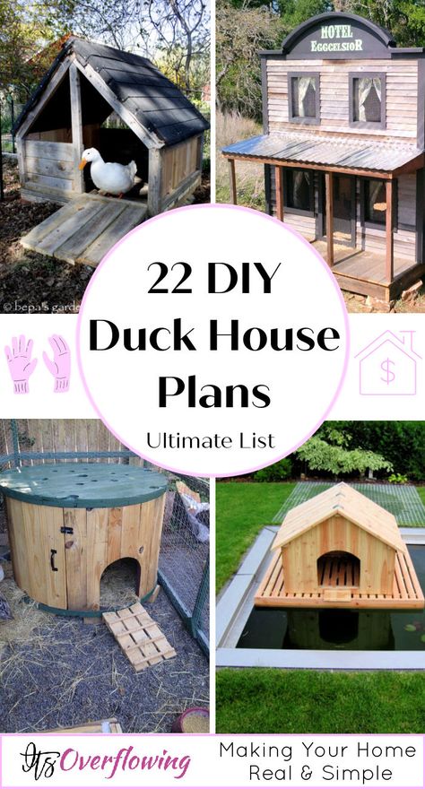 22 Free DIY Duck House Plans with Detailed Instructions Duck House Ideas Diy Pallet Coop, Backyard Duck Enclosure, Duck Coop Blueprints, Diy Pallet Duck Coop, Duck Coop Out Of Pallets, Duck Coop Pallets, Duck Coops Diy Cheap, Diy Pallet Duck House, Build A Duck House