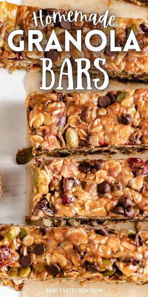 Bars Recipes Healthy, Homemade Granola Bar Recipe, Homemade Granola Bars Healthy, Joy Cookies, Chocolate Chip Granola Bars, No Bake Granola Bars, Healthy Granola Bars, Chewy Granola Bars, Baked Granola