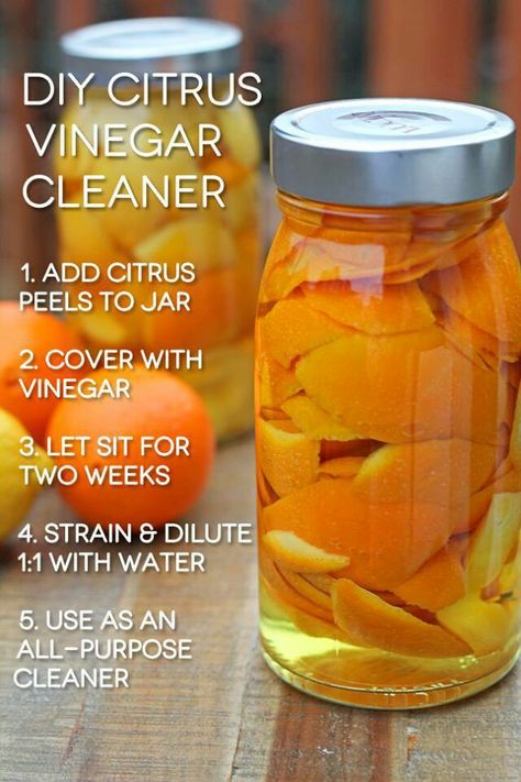 Adicione cascas de laranja (ou qualquer casca de frutas cítricas) para um litro… Vinegar Cleaner Recipe, Orange Peel Vinegar, Joululahjat Diy, Cleaning Vinegar, Diy Cleaner, Citrus Cleaner, Vinegar Cleaner, Orange Peels, Thrifty Thursday