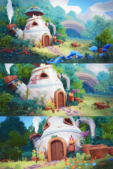 Cute Environment Concept Art, Zelda Environment Concept Art, 3d Cartoon Environment, Cute Environment Art, Stylized 3d Environment Art, Ghibli Illustration Art, 3d Concept Art Environment, Stylised 3d Environment, Cute 3d Environment