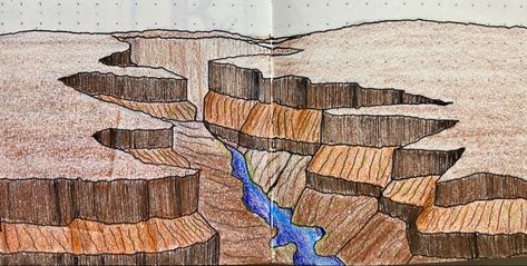 Simple Grand Canyon sketch in bullet journal! #grandcanyon #canyon #bujo #bulletjournal #easydrawing #draw #sketch #pen #easysketch Grand Canyon Drawing, Canyon Drawing, Grand Canion, Sketch Pen, Draw Sketch, Sketches Easy, Bullet Journals, Easy Drawings, Grand Canyon