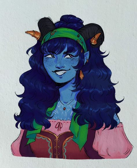 [ID: A digitally coloured ball point pen drawing of Jester Lavorre from Critical Role. She is visible from the chest up, facing three quarters to the left and looking over to the right with a smile.... Critical Role Character Art, Jester Lavorre Fanart, Jester Lavorre, Critical Role Characters, Pointed Pen, Critical Role, Pen Drawing, Dnd Characters, Character Art