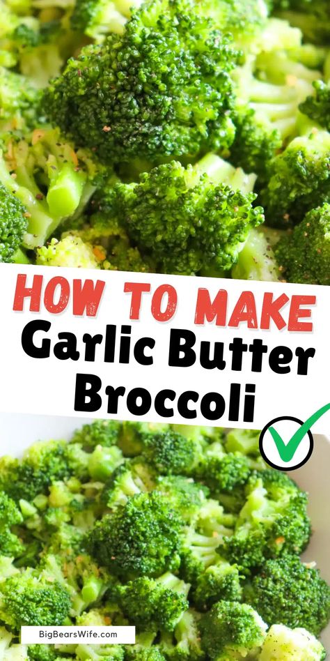 Satisfy your cravings with a tantalizing dish that combines the goodness of broccoli with the heavenly flavors of garlic butter. We'll teach you this simple yet scrumptious recipe that will turn broccoli haters into broccoli lovers. via @bigbearswife Buttered Broccoli Recipe, How To Season Broccoli Steamed, How To Make Good Broccoli, Garlic Butter Broccoli Sauteed, Steam Broccoli Recipes, What To Make With Frozen Broccoli, Flavorful Steamed Broccoli, What To Do With Frozen Broccoli, Stove Top Broccoli Recipes