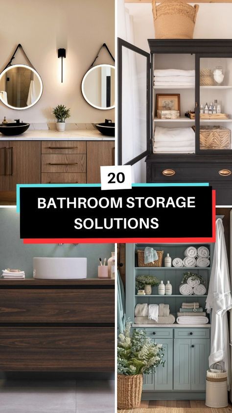 Learn how to maximize every inch of your bathroom with these 20 storage ideas, perfect for any size bathroom. Spa Bathroom Storage, Calm Bathroom, Small Bathroom Storage Solutions, Clever Bathroom Storage, Small Full Bathroom, Cabinet Storage Solutions, Calm Space, Bathroom Sink Storage, Cheap Bathroom Remodel