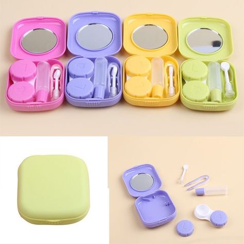 Contact Lens Cases, Contact Lenses Case, Bebidas Do Starbucks, Contact Lens Case, Mirror Box, Cute School Supplies, Lens Case, Contact Lens, Travel Kit