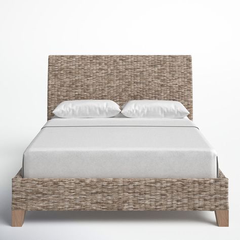 Lizzie Wicker / Rattan Sleigh Bed Woven Bed, Low Profile Platform Bed, Sleigh Bed, Sleigh Beds, King Mattress, Shelf Styling, Grey Wash, Bedroom Furniture Beds, Birch Lane