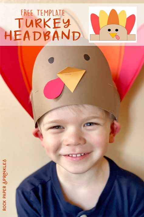 Use this free guide to DIY your own turkey craft of a turkey headband. All you need is construction paper, scissors and staples to have your own homemade turkey costume. Turn your kids into turkeys on Thanksgiving Day or everyday. Gobble, gobble. #turkeygamesforkids #thanksgivingfamilyactivities #turkeycraftsforkids #turkeycraftpreschool #turkeycraftsfortoddlers #turkeycostumediy #turkeycostumeforkids #paperheadbandsforkids #thanksgivingfun #fundaystocelebratewithkids #rockpapersprinkles Turkey Halloween Costume, Thanksgiving Day Activities, Turkey Headband Craft, Thanksgiving Classroom Activities, Turkey Headband, Thanksgiving Headbands, Turkey Crafts Kids, Turkey Costume, Diy Turkey