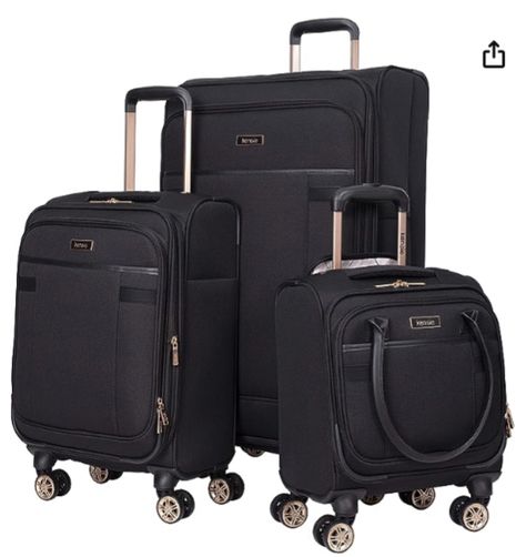 3 PC Luggage Set Includes Large 28" Check-in Suitcase, 20" Carry-On, and 16" Underseater Carry-on Tote Luggage 360 Degree 8 Spin Wheel (Dual Wheel) System for easy mobility and light on the wrist ID card holder on back Large 28" Suitcase and 20" Carry-on can expand 2" for extra packing capacity Special Features: Lightweight Expandable Telescoping Handles, Photo & Id Holder