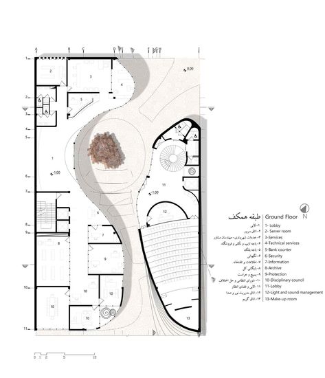 YNO Building - 13° Architecture Studio Arches Architecture Modern Building, Conceptual Plan Architecture, Organic Interior Architecture, Gallery Plan Architecture, Library Floor Plan Architecture, Organic Building Architecture, Organic Plans Architecture, Library Plan Architecture, Organic Architecture Concept Sketch