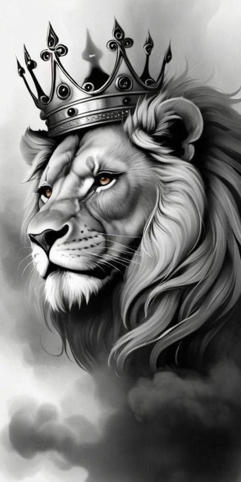 Lion With Crown Tattoo Design, Lion With Crown Tattoo, Leo Lion Tattoos, Lion With Crown, Lion Art Tattoo, Big Cat Tattoo, Abstract Tattoo Ideas, Lion Sketch, Crown Drawing