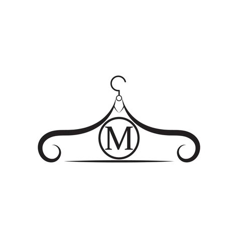 Fashion vector logo. Clothes hanger logo. Letter M logo. Tailor emblem. Wardrobe icon - Vector design Hangers Clothes Design, Logo Tailor, Tailor Logo Design, Logo Clothes, Mode Logo, Tailor Logo, Hanger Logo, Clothing Logo Design, Letter M Logo