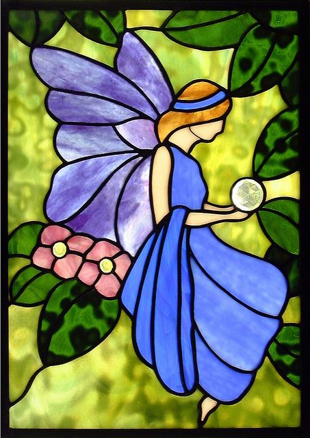 Whimsical Fairy (part one) Stained Glass Window Vitrazh Drawing, Beautiful Glass Painting, Stained Glass Painting Canvas, Painting On Glass Ideas, Painting On Windows, Glass Painting Art, Glass Painting Ideas, Glass Angels, Glass Painting Patterns