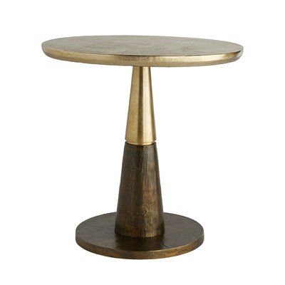 ARTERIORS Split between two tones, this side table is a modern wonder. The lighter top is a bar of antique gold, where the bottom section is done in a bar of burnished gold, adding an immense level of sophistication and craftsmanship. The tabletop is crafted with a sandblasted texture and the top of the base is molded to a heavy wood grain pattern, so texture and intrigue are immense throughout the piece. Gold Accent Table, Woodgrain Pattern, Arteriors Home, H Design, Antique Chandelier, Side And End Tables, Furniture Hacks, French Furniture, Accent Furniture