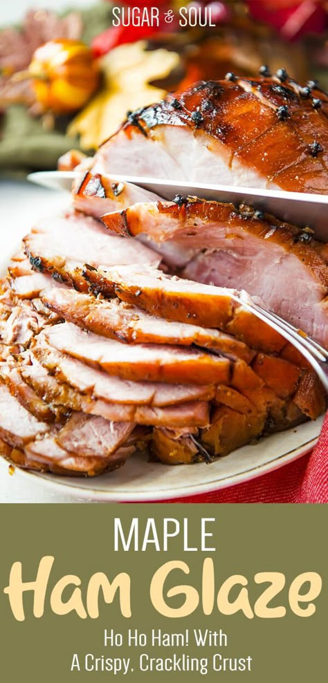 If you're looking for the most delicious holiday ham, then you need this Maple Ham Glaze recipe! It's so simple to throw together, and creates the prettiest ham imaginable! Maple Ham Glaze, Leftover Ham Recipes Casseroles, Maple Glazed Ham Recipes, Best Ham Recipe, Easy Ham Glaze, Maple Ham, Thanksgiving Ham, Ham Sauce, Maple Glazed Ham