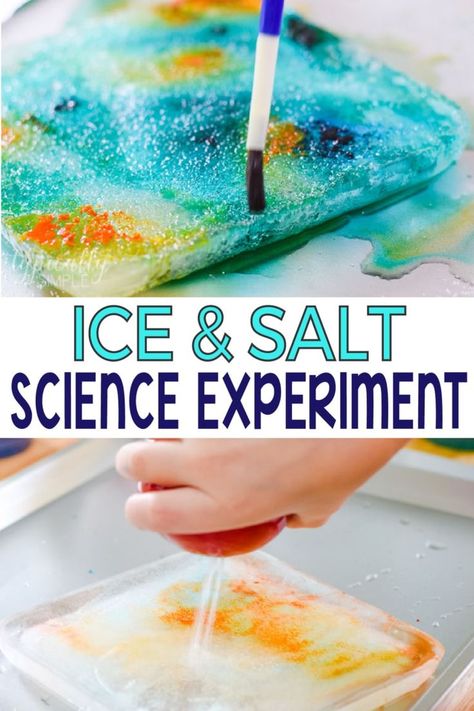 This colorful STEAM activity is perfect for any time of the year! Kids will learn how salt can melt ice with this fun science experiment. Underwater Volcano, Vetenskapliga Experiment, Steam Activity, Soap Foam, Science For Toddlers, Science Week, Science Experiments For Preschoolers, Surface Tension, Kid Experiments