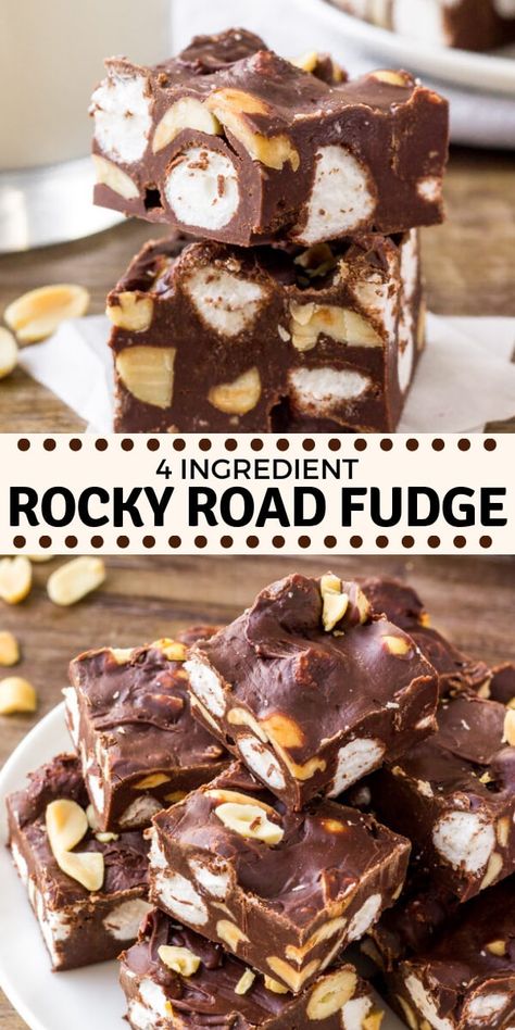 Rocky Road Fudge, Homemade Fudge Recipes, Fudge Recipes Easy, Homemade Fudge, Candy Recipes Homemade, Christmas Candy Recipes, Fudge Easy, Fudge Recipe, Homemade Candies