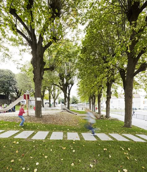 The Village Square by Espace Libre « Landscape Architecture Works | Landezine Landscape Architecture Park, Village Square, Village Park, Open Air Cinema, Park Square, Landscape Architecture Drawing, Urban Design Plan, Urban Forest, Park Landscape