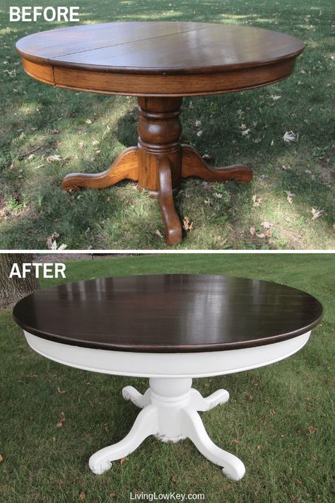 This is gorgeous! You are going to love this rustic farmhouse kitchen table makeover! I have an old round table at my house and I can't wait to give this project a try! If your inner Joanna Gaines is looking for a DIY project you have give this a try! #DIY #farmhousetable #farmhousekitchentable #kitchentable #rusticfarmhousetable #roundrustictable Old Round Table, Rustic Farmhouse Kitchen Table, Round Farmhouse Table, Redoing Furniture, Colonial Beach, Farmhouse Kitchen Table, Kitchen Table Makeover, Rustic Farmhouse Table, Rustic Ideas