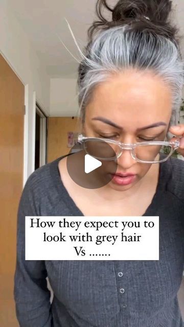 Silver people 👩‍🦳 on Instagram: "And because I have grey hair; of course I struggled to walk in these heels   . Reposted from @thegreyindian . . . . . . . . . . . . . . . . #thegreyindian #silversisters  #silversistersinternational #silversisters2020 #saltandpepperhair #greyhairdontcare #greyhairmovement #greyhairtransition #greyhaircolour #greyhairjourney #grombre #greyhairmodel #proagerevolution #proagewoman #proageing" Grown Out Grey Hair, Lowlights For Grey Hair, Grey Hair Makeup Looks, Grey Hair Growing Out, Growing Out Grey Hair Transition, Salt And Pepper Hair Women, Grey Hair Young, Growing Out Grey Hair, Gray Hair Styles For Women