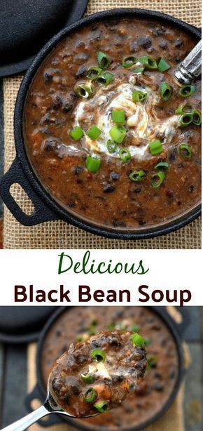 This healthy Black Bean Soup Recipe gets big flavor from bacon, onions, and garlic! Make it spicy or mild...Just make it! Black Bean Soup Recipe, Recipe Soup, Bean Soup Recipe, Crock Pot Recipes, Bean Soup Recipes, Black Bean Soup, Savory Soups, Soup And Sandwich, Easy Soups