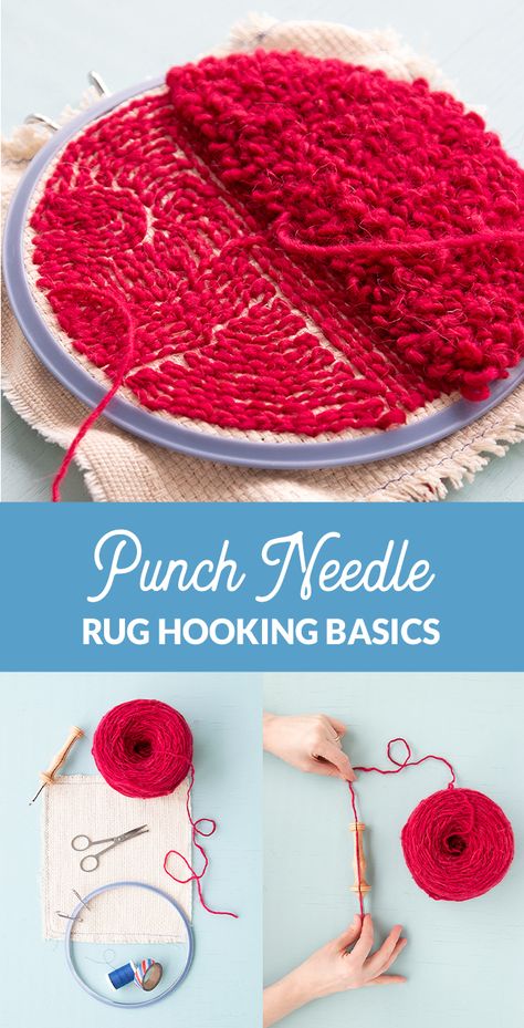 Punch Needle Rug Hooking Basics | Hands Occupied Punch Hooking, Rug Hooking Tutorial, Punch Needle Rug, American Girl Dollhouse, Rug Tutorial, Latch Hook Rugs, Needle Embroidery, Punch Needle Patterns, Penny Rugs