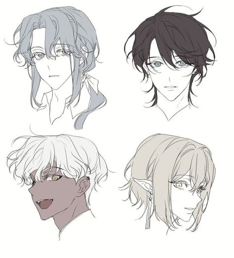 Hair For Men, Pelo Anime, Drawing Hair Tutorial, 얼굴 드로잉, Siluete Umane, Hair Sketch, Desen Anime, Gambar Figur, 인물 드로잉