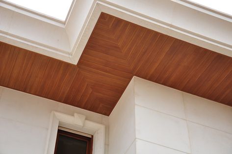 Wood Soffits, Wooden Ceiling Designs, Modern Wooden Ceiling, Wooden Ceiling Design, Plafon Pvc, Fall Ceiling, Wooden Ceiling, Pvc Ceiling, Wooden Ceilings